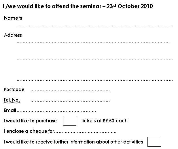 Form for 2010 seminar